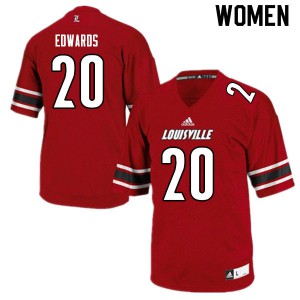 Women's Louisville #20 Derrick Edwards Red Official Jerseys 677128-299
