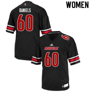 Women's University of Louisville #60 Desmond Daniels Black Embroidery Jerseys 344961-135