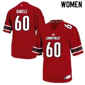 Women's University of Louisville #60 Desmond Daniels Red Stitch Jersey 695830-159