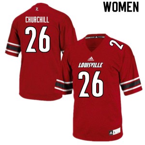 Women University of Louisville #26 Jatavian Churchill Red Player Jerseys 211987-615