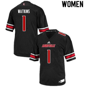 Women's Louisville Cardinals #1 Jordan Watkins Black Player Jersey 791825-459