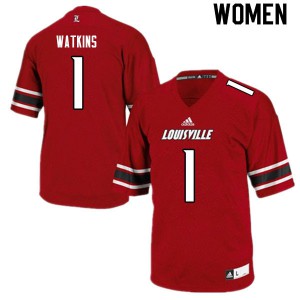 Women Louisville Cardinals #1 Jordan Watkins Red High School Jerseys 807131-499