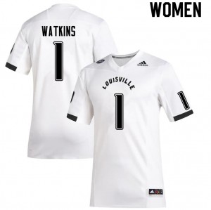 Women's Louisville Cardinals #1 Jordan Watkins White University Jersey 563270-792