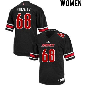 Women Louisville Cardinals #68 Michael Gonzalez Black Official Jersey 774658-689
