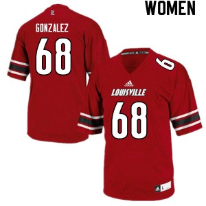 Women's Louisville Cardinals #68 Michael Gonzalez Red Football Jersey 757905-644