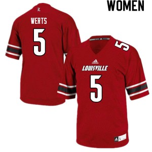 Women University of Louisville #5 Shai Werts Red NCAA Jersey 282063-456