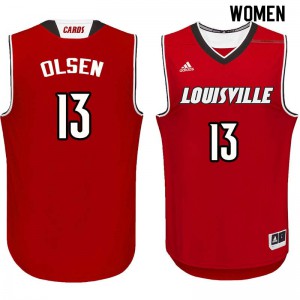 Women's Cardinals #13 Bud Olsen Red College Jerseys 379125-573