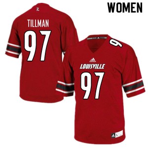 Women's Louisville Cardinals #97 Caleb Tillman Red Official Jerseys 624450-649