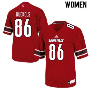 Women Louisville Cardinals #86 Chris Nuckols Red Official Jerseys 210421-222