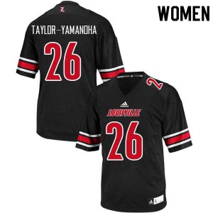 Women's University of Louisville #26 Chris Taylor-Yamanoha Black Stitch Jersey 116226-357