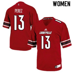 Women Louisville #13 Christian Perez Red Official Jerseys 228150-896