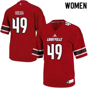 Womens University of Louisville #49 Colin Holba Red Embroidery Jersey 884169-997