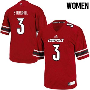 Women University of Louisville #3 Cornelius Sturghill Red Official Jerseys 566530-462