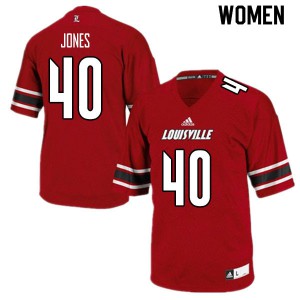 Women's Louisville Cardinals #40 Darius Jones Red Embroidery Jerseys 162599-299