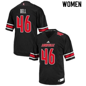 Women's University of Louisville #46 Darrian Bell Black Embroidery Jersey 357582-290