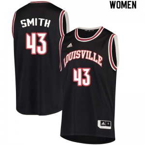Women Louisville Cardinals #43 Derek Smith Black Basketball Jersey 178331-720