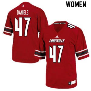 Womens University of Louisville #47 Desmond Daniels Red Official Jerseys 358568-480