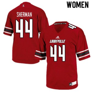 Women's Louisville Cardinals #44 Francis Sherman Red Football Jerseys 549140-199