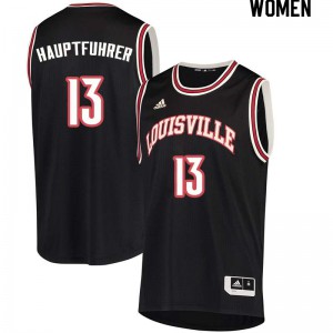 Women's University of Louisville #13 George Hauptfuhrer Black Official Jersey 103598-839