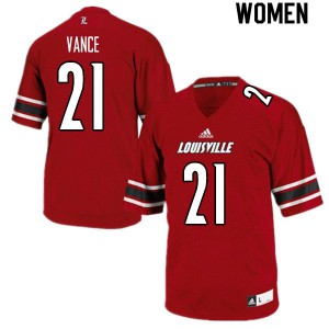 Womens Louisville Cardinals #21 Greedy Vance Red Stitched Jerseys 906452-913