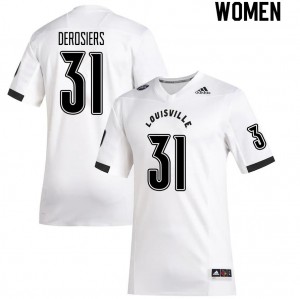 Womens University of Louisville #31 Gregory DeRosiers White Football Jerseys 798304-561