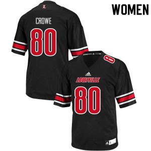 Womens University of Louisville #80 Hunter Crowe Black Football Jerseys 836361-579