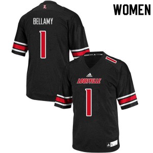 Women's Louisville Cardinals #1 Joshua Bellamy Black NCAA Jerseys 820286-719
