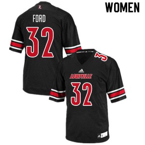 Women's University of Louisville #32 Justin Ford Black NCAA Jerseys 766516-899