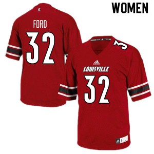 Women Louisville #32 Justin Ford Red College Jersey 116816-642
