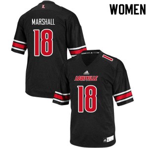 Womens Louisville Cardinals #18 Justin Marshall Black Embroidery Jersey 569803-800