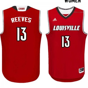 Women's University of Louisville #13 Kenny Reeves Red Embroidery Jerseys 745145-813