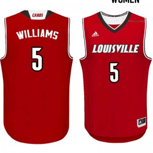 Women's Louisville #5 Malik Williams Red Stitch Jerseys 944859-459