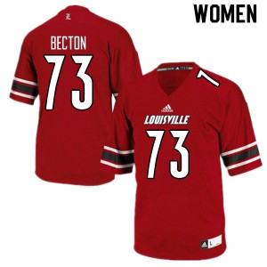 Women University of Louisville #73 Mekhi Becton Red Stitched Jersey 433698-294