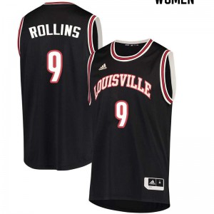Women University of Louisville #9 Phil Rollins Black Basketball Jersey 576909-990