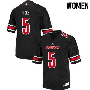 Womens University of Louisville #5 Robert Hicks Black Official Jerseys 919841-604