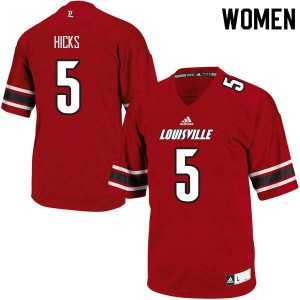 Women Louisville Cardinals #5 Robert Hicks Red University Jerseys 729221-374