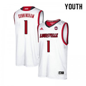 Youth University of Louisville #1 Christen Cunningham White Basketball Jerseys 247374-656
