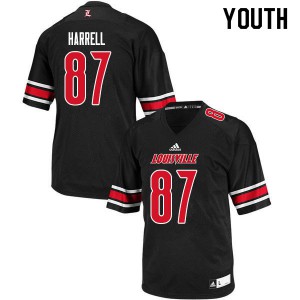 Youth University of Louisville #87 Tyler Harrell Black NCAA Jerseys 489227-388