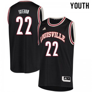 Youth Louisville #22 Aidan Igiehon Retro Black Stitch Jersey 562676-534