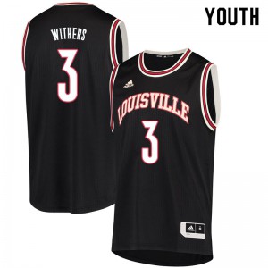 Youth University of Louisville #3 Jae'Lyn Withers Retro Black Official Jersey 351383-862