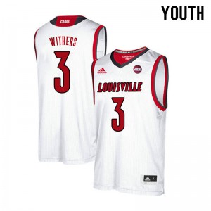 Youth University of Louisville #3 Jae'Lyn Withers White University Jersey 715277-389