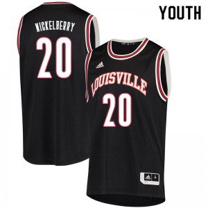 Youth University of Louisville #20 Josh Nickelberry Retro Black Official Jersey 974507-582