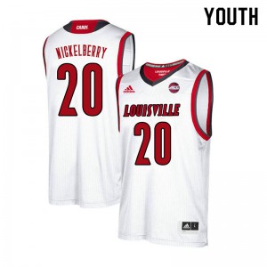 Youth Louisville Cardinals #20 Josh Nickelberry White Basketball Jersey 110927-391