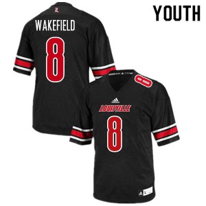 Youth University of Louisville #8 Keion Wakefield Black Embroidery Jersey 184781-347