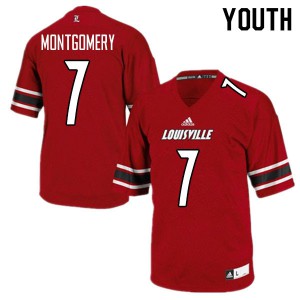 Youth Louisville #7 Monty Montgomery Red Football Jersey 756495-332