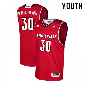 Youth Louisville #30 Ashton Myles-Devore Red NCAA Jersey 937375-343