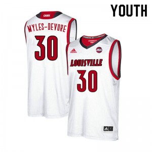 Youth University of Louisville #30 Ashton Myles-Devore White College Jersey 198181-602