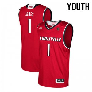 Youth University of Louisville #1 Carlik Jones Red Basketball Jerseys 895964-178