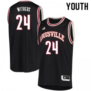 Youth Louisville #24 Jae'Lyn Withers Retro Black University Jersey 641063-514