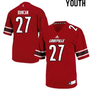 Youth University of Louisville #27 Kenderick Duncan Red Official Jerseys 598657-977